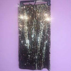 Gold Sequin Midi skirt